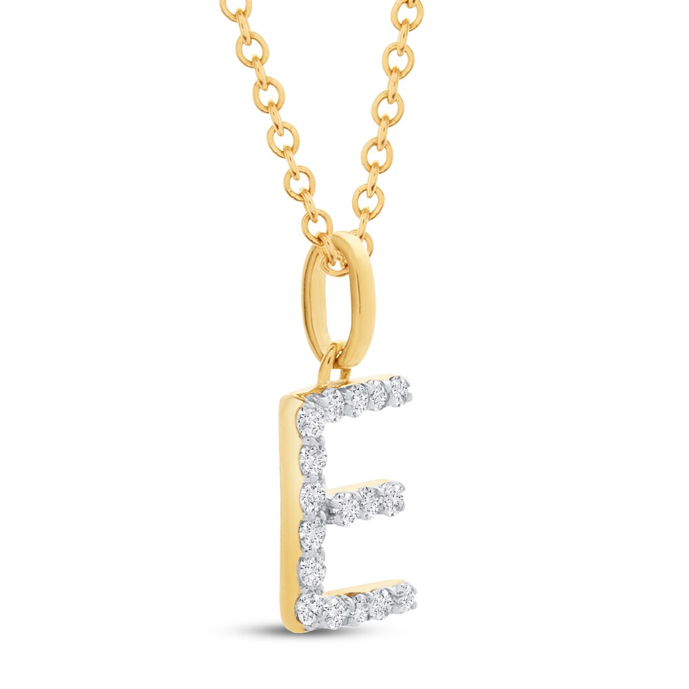 Diamond Letter E Necklace 1/10 ct tw Round 10K Yellow Gold n0mwVKMQ