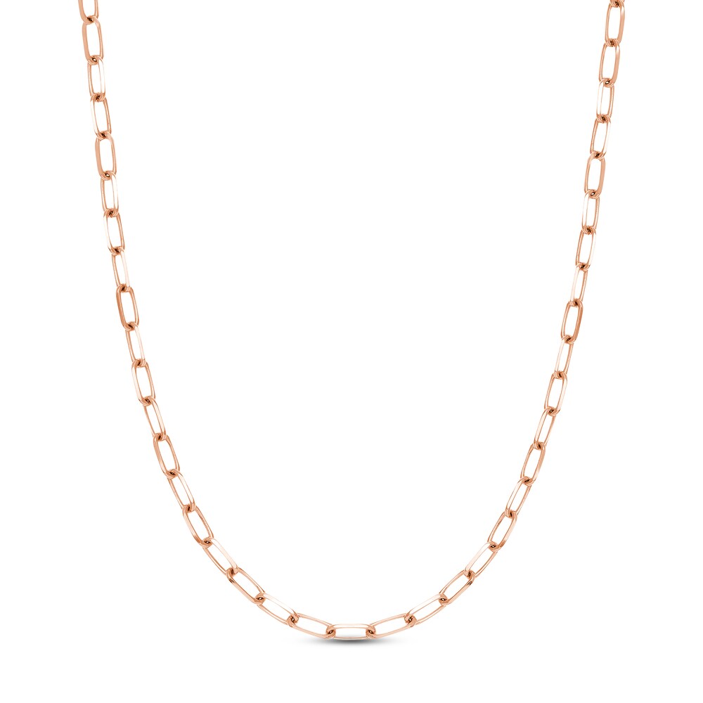 Paper Clip Chain Necklace 14K Rose Gold 24" n2UarKqW