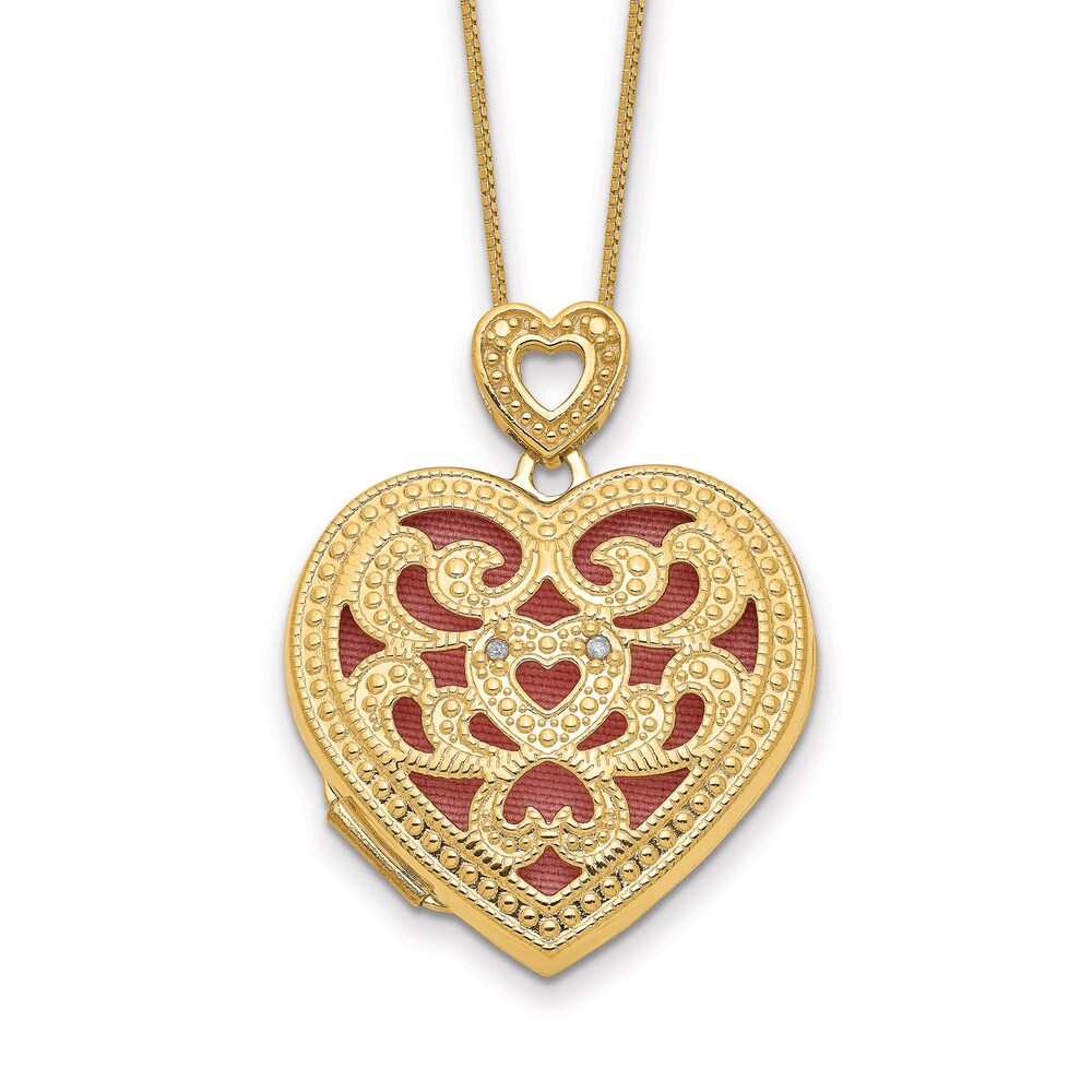 Heart Locket Necklace Diamond Accents 14K Yellow Gold 18" n6F7XImU