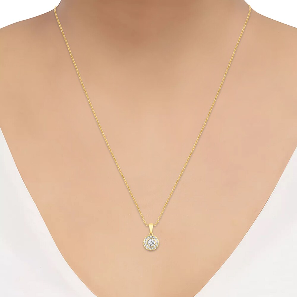 Hearts Desire Diamond Necklace 1/2 ct tw Round 18K Yellow Gold n7lVe13f