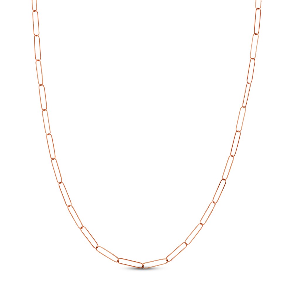 Paper Clip Chain Necklace 14K Rose Gold 18\" nB1kic59