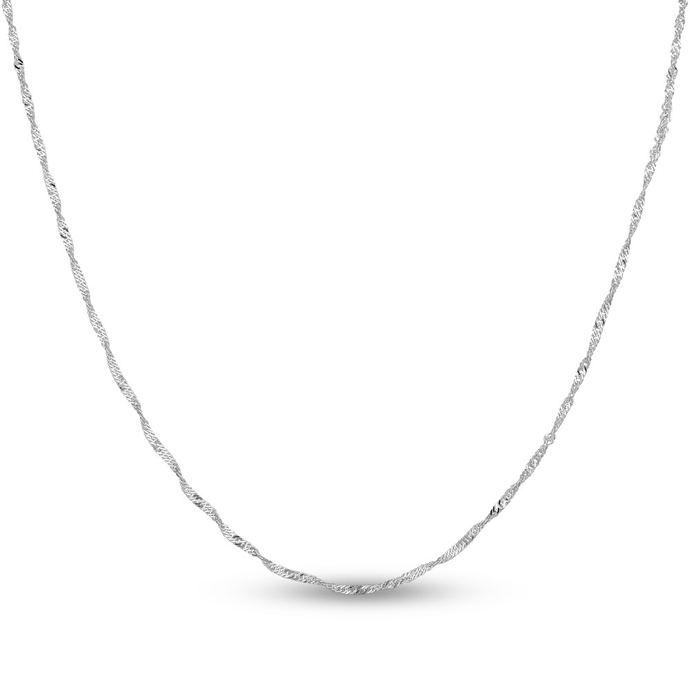 Singapore Chain Necklace 14K White Gold 20" nC76SXEd