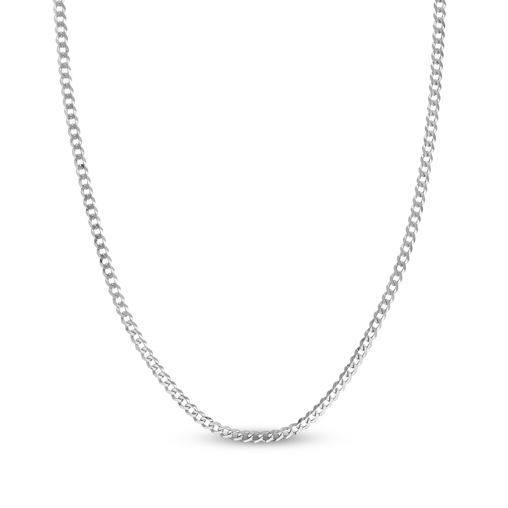 Light Curb Chain Necklace 14K White Gold 18\" nGHIWGYD