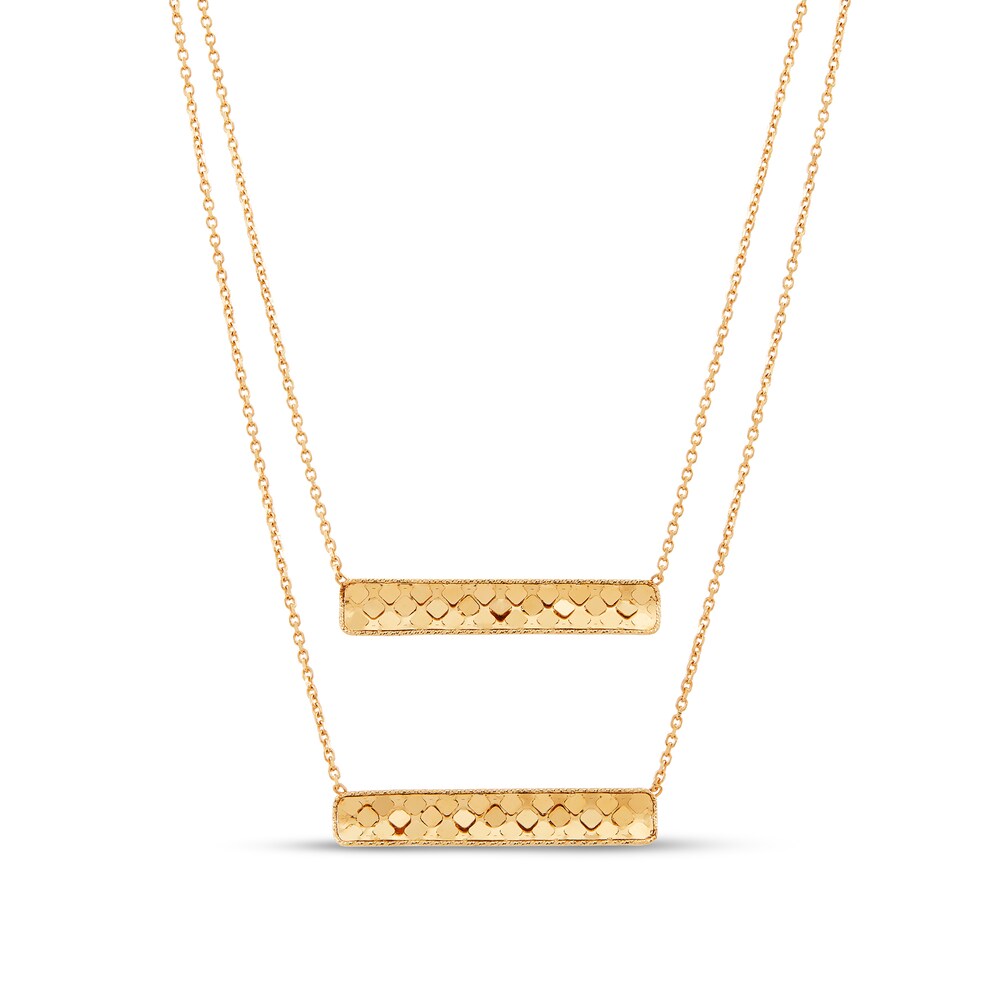 Italia D\'Oro Bar Chain Necklace 14K Yellow Gold nIjyJJ2S