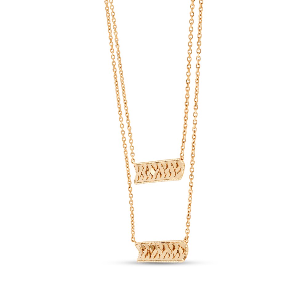 Italia D\'Oro Bar Chain Necklace 14K Yellow Gold nIjyJJ2S