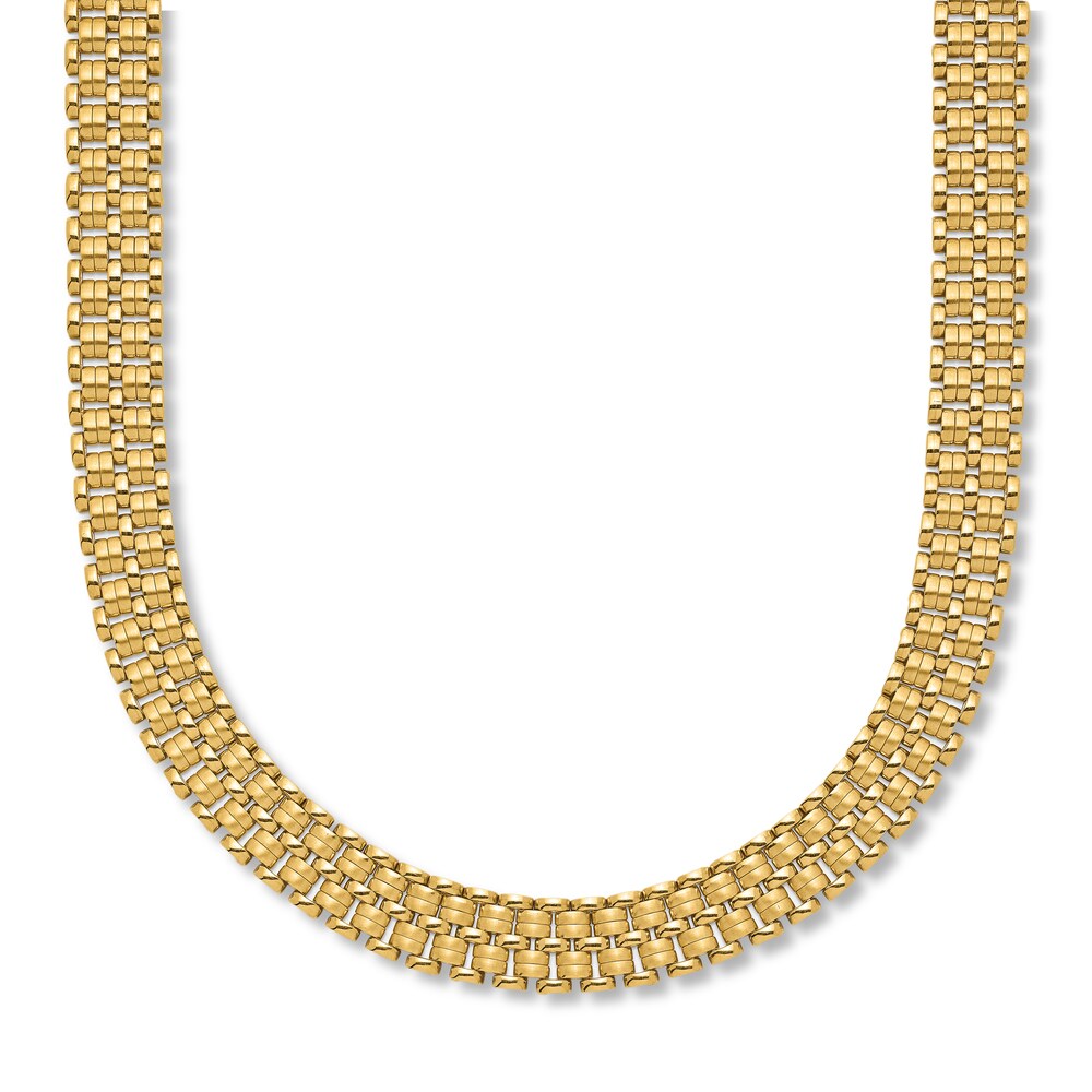 Basket Weave Necklace 14K Yellow Gold 17" nLl6DGJ9