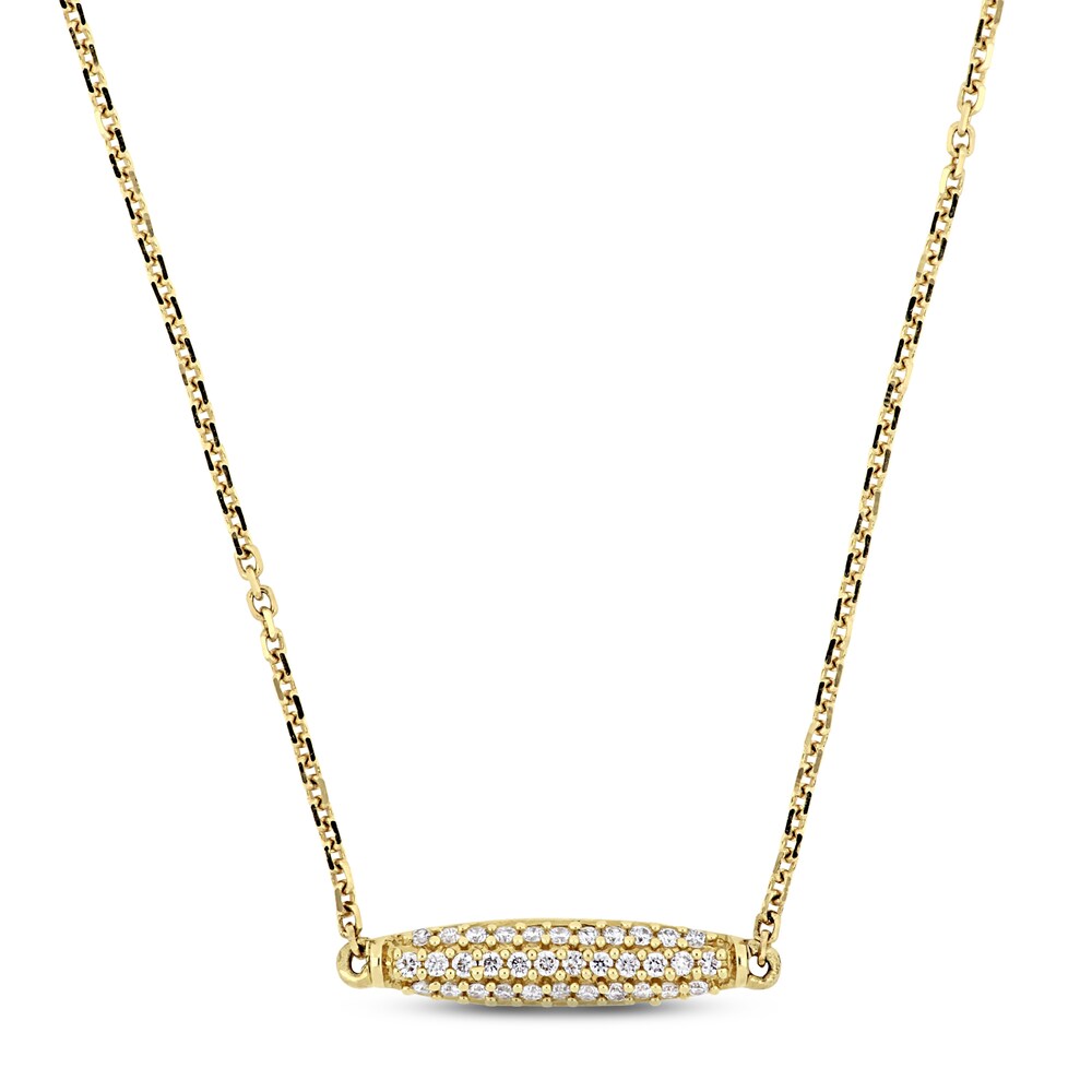 Diamond Bar Necklace 1/10 ct tw Round 14K Yellow Gold 17" nRK9i8kK