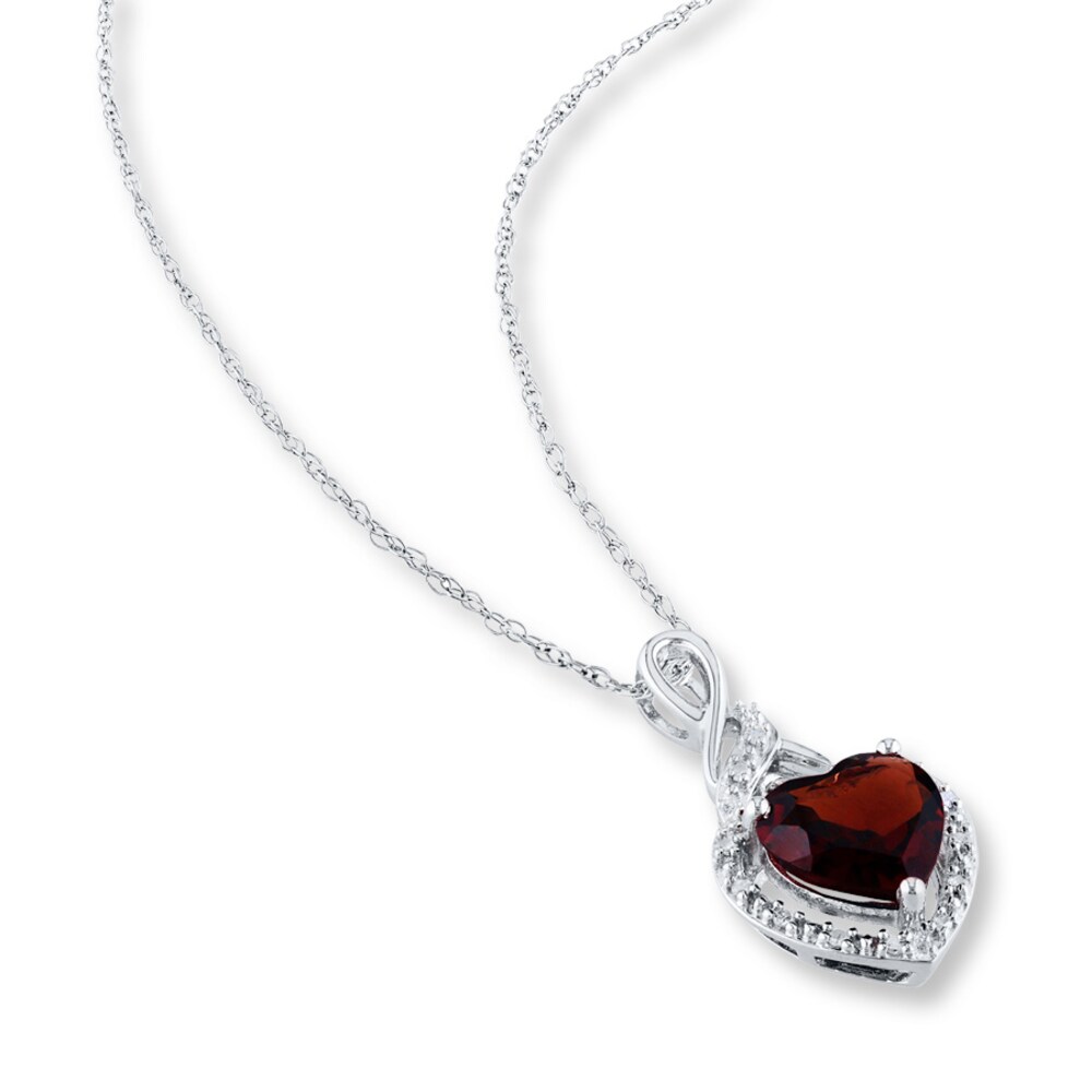 Garnet Heart Necklace 1/20 ct tw Diamonds Sterling Silver nWKjgVjB