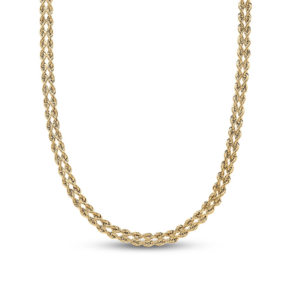 Double Row Hollow Rope Chain 10K Yellow Gold ncgiS20z