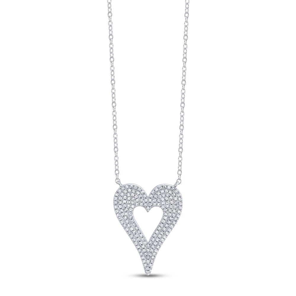 Shy Creation Diamond Heart Necklace 1/3 ct tw Round 14K White Gold JR55001140 ndzaOOdC