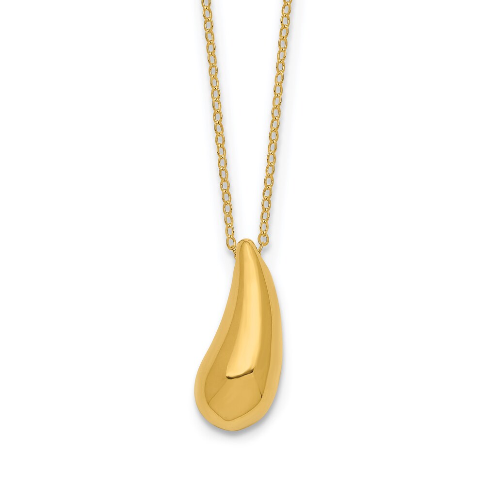Puffy Teardrop Necklace 14K Yellow Gold 18" nfHae9xS