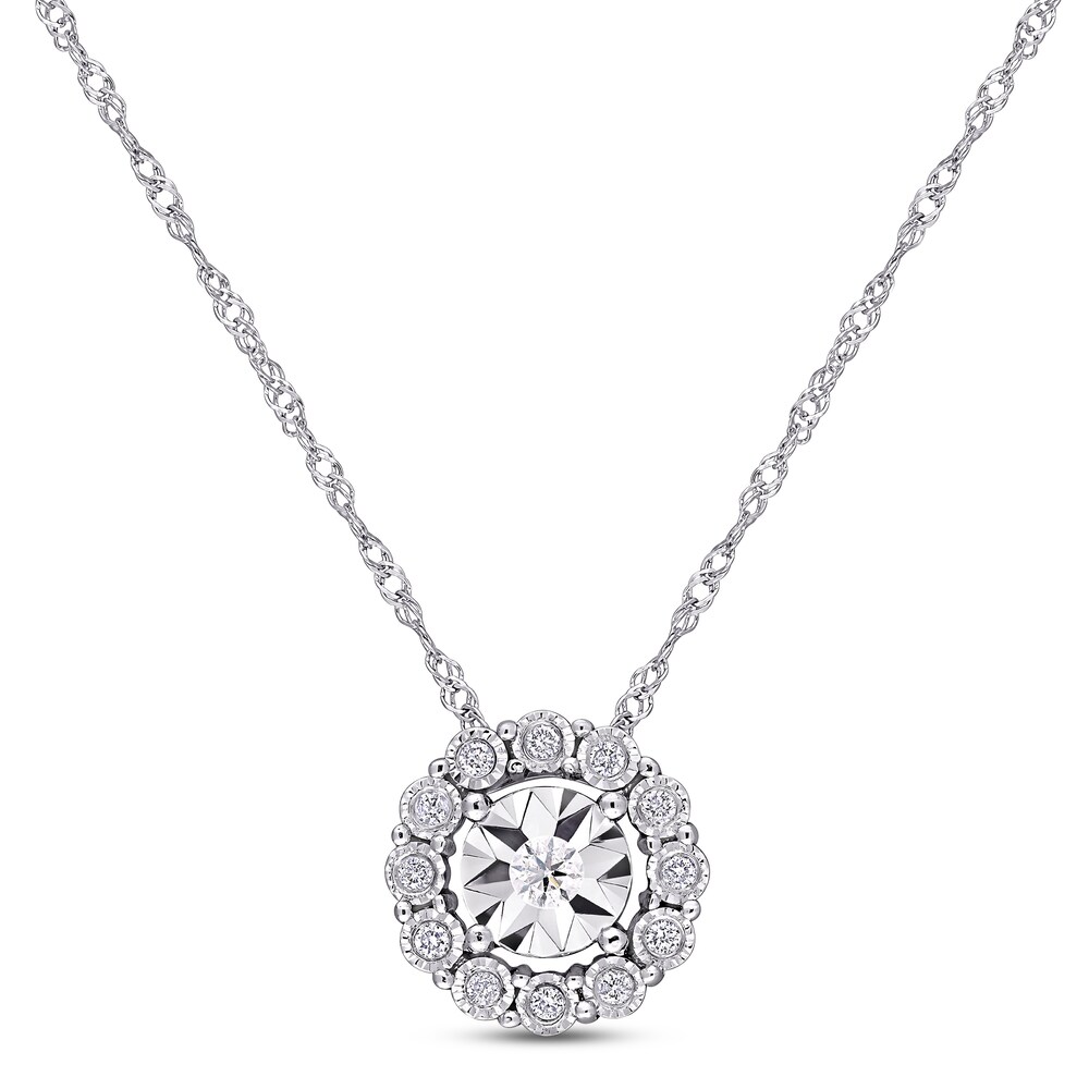 Diamond Circle Necklace 1/8 ct tw Round 14K White Gold 17" nhnpnc5y