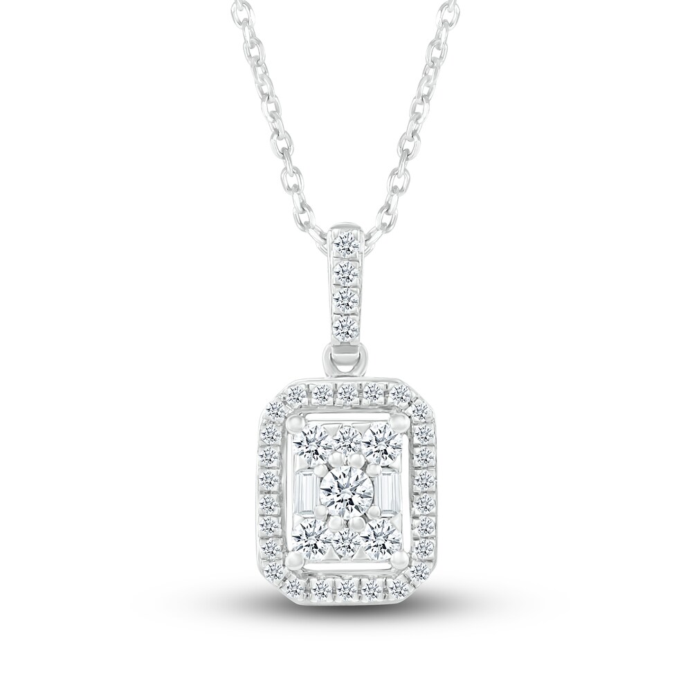 Diamond Pendant Necklace 1/4 ct tw Round 10K White Gold 18\" nnUU5bcS