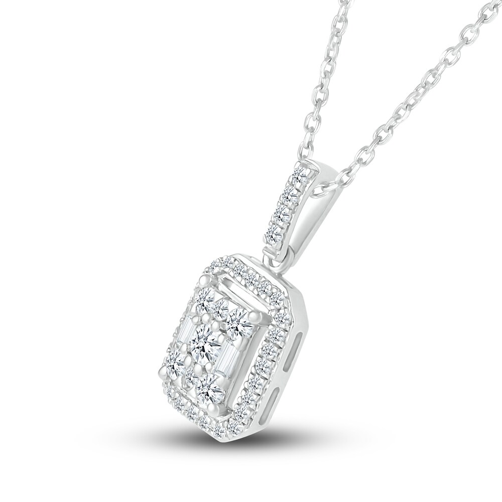 Diamond Pendant Necklace 1/4 ct tw Round 10K White Gold 18\" nnUU5bcS