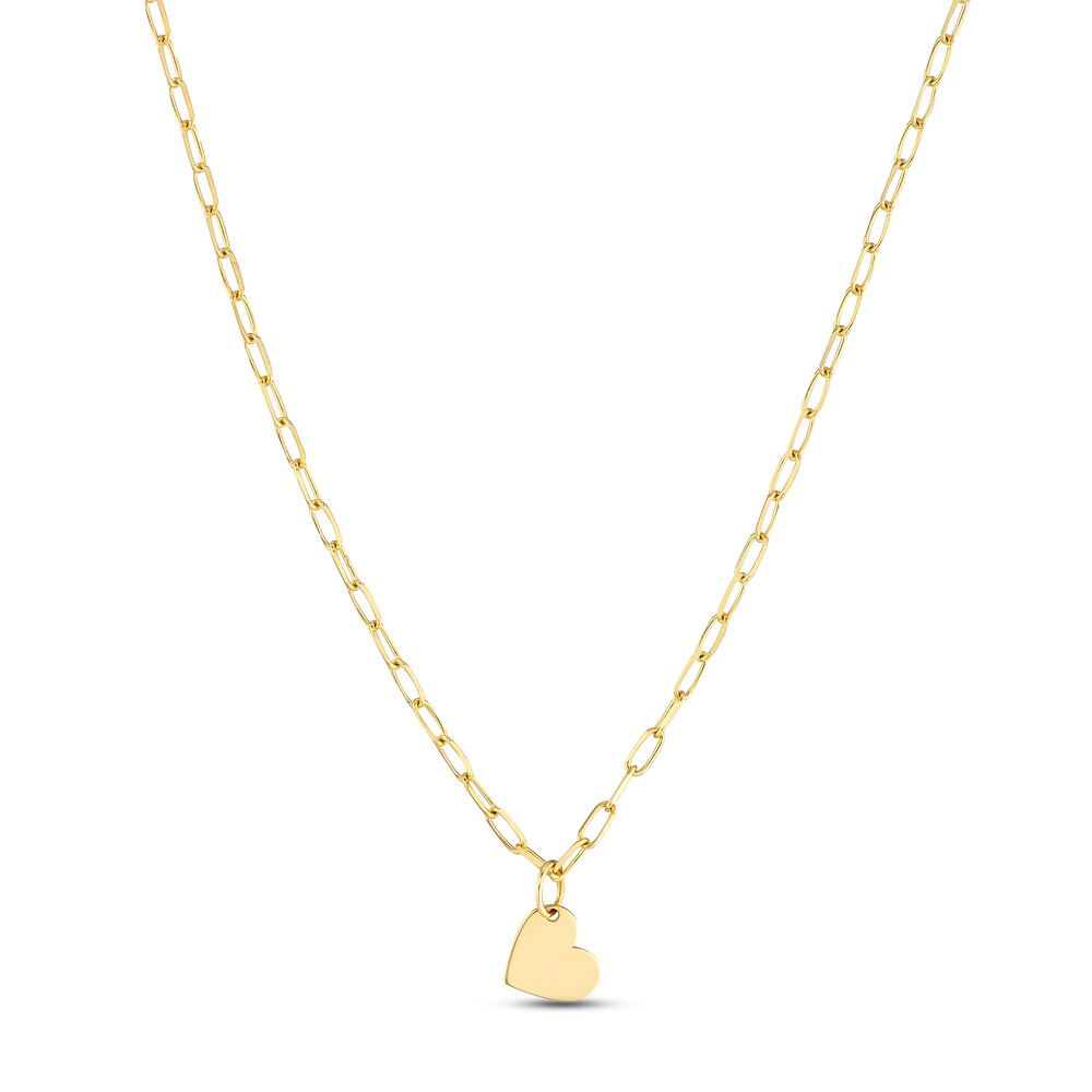 Heart Paperclip Necklace 14K Yellow Gold 18" npMNwEhH