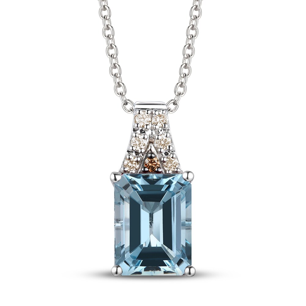 Le Vian Natural Aquamarine Necklace 1/20 ct tw Diamonds 14K Vanilla Gold o9OMETYe