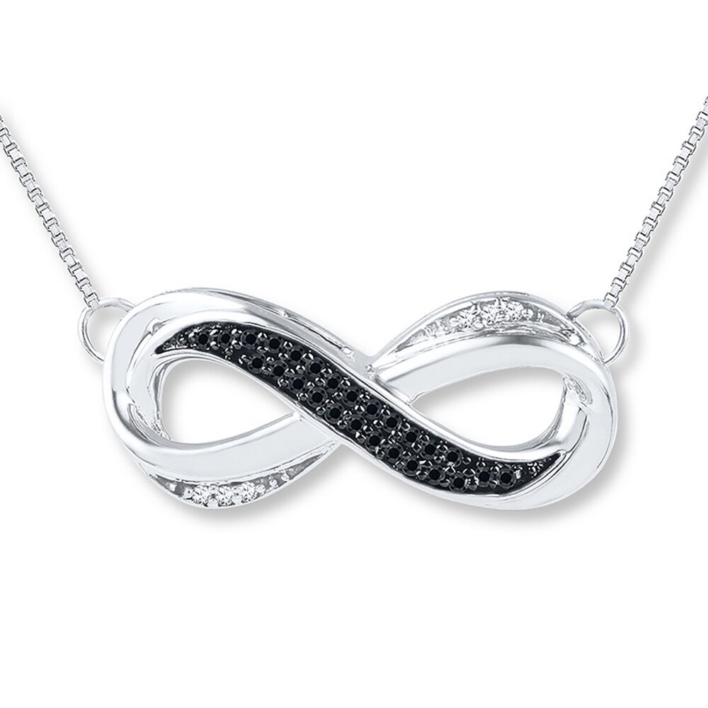 Black/White Diamond Infinity Necklace 1/10 cttw Sterling Silver oBpkvHfH