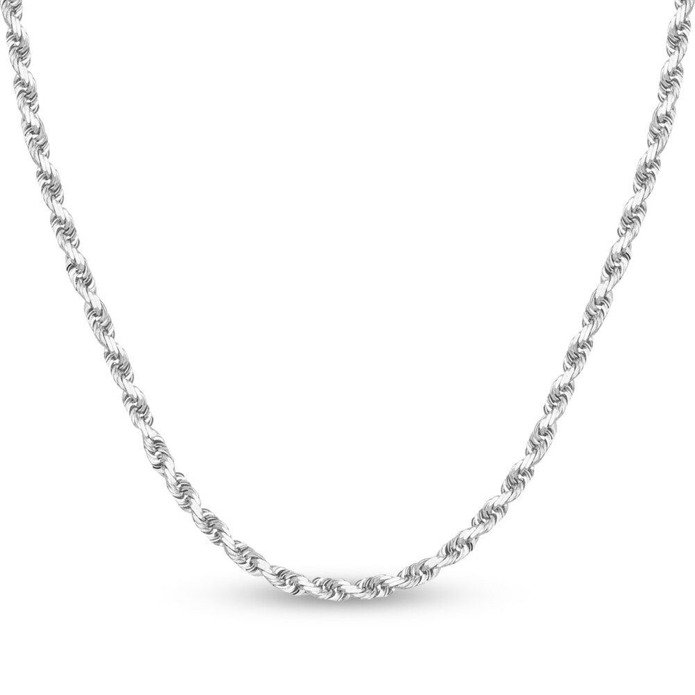 Diamond-Cut Rope Chain Necklace 14K White Gold 24" oEdt6ZBa