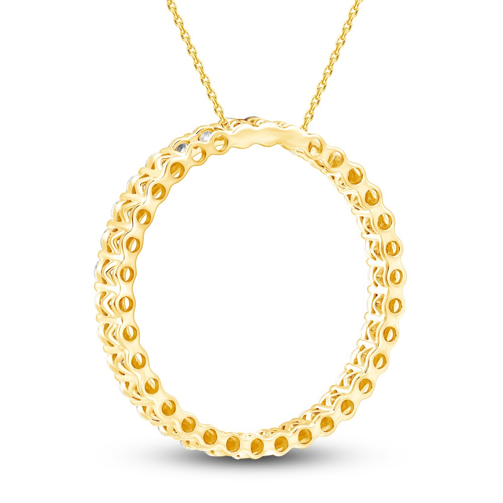 Diamond Circle Pendant Necklace 1-1/2 ct tw Round 14K Yellow Gold 18\" oMabNniH
