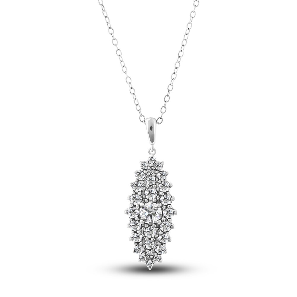 Diamond Pendant Necklace 2 ct tw Round 14K White Gold oN7lTBr0