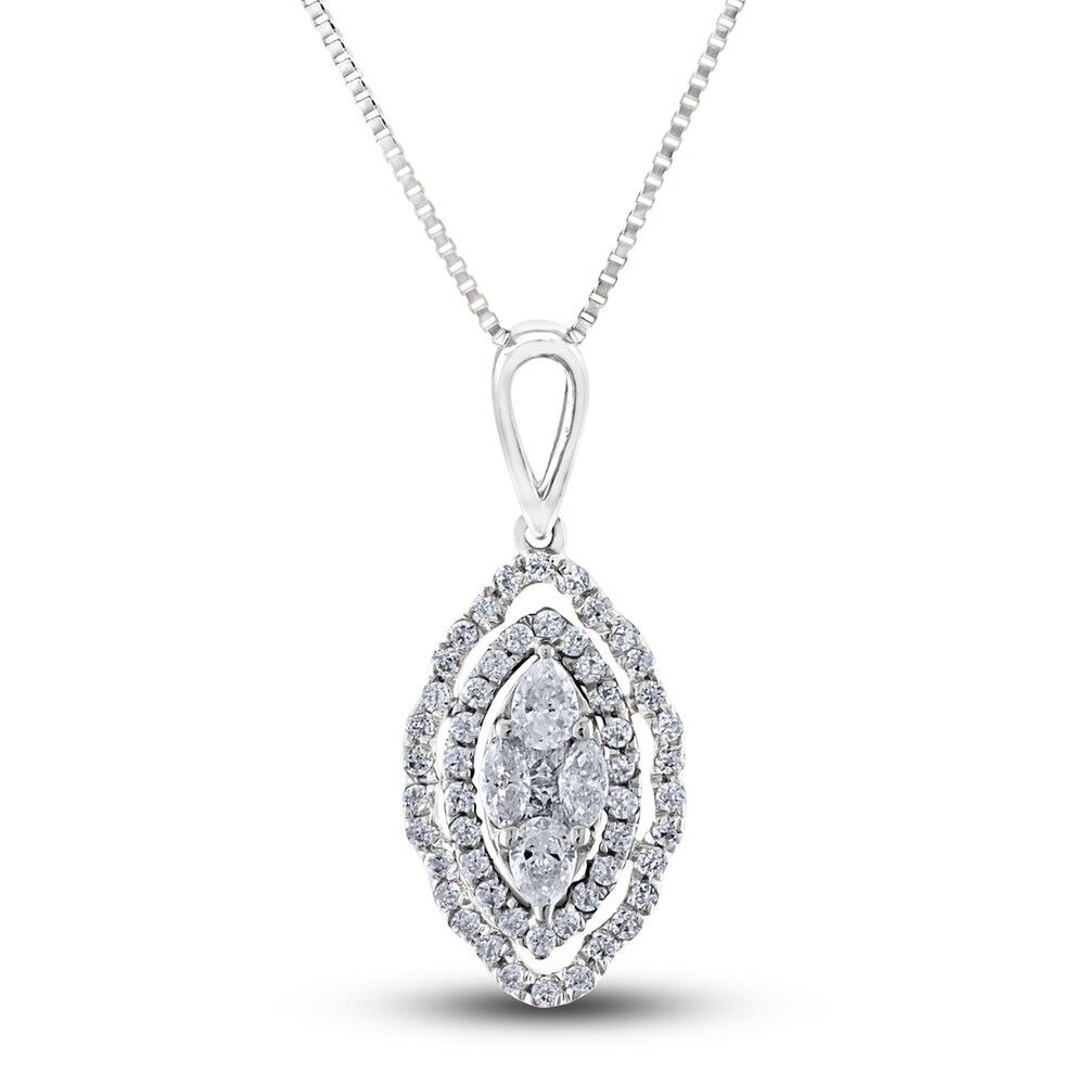 Diamond Pendant Necklace 1/3 ct tw Princess/Round/Pear/Marquise 10K White Gold 18" oORpLka0