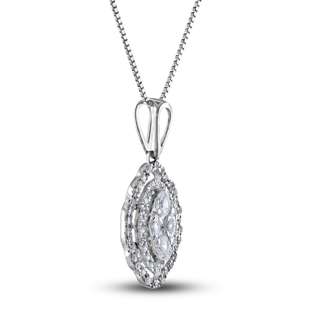 Diamond Pendant Necklace 1/3 ct tw Princess/Round/Pear/Marquise 10K White Gold 18\" oORpLka0