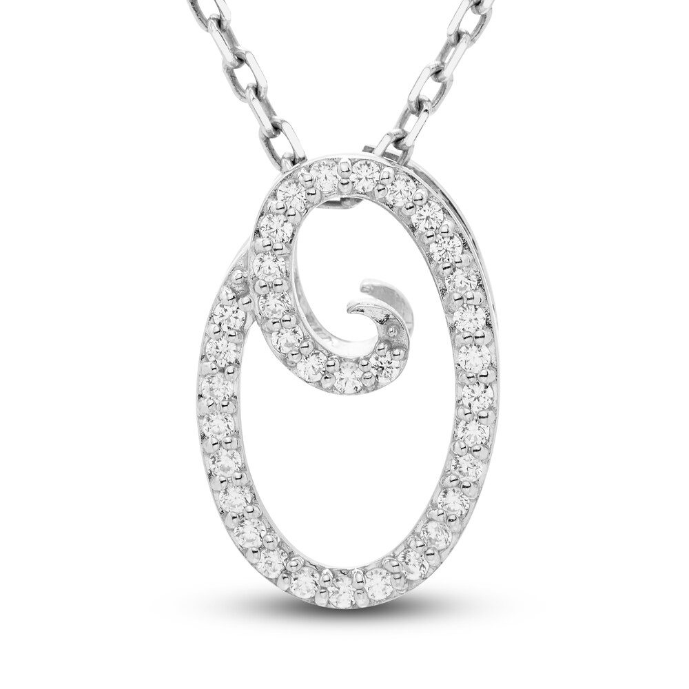Diamond Initial O Pendant Necklace 1/10 ct tw Round 10K White Gold oZoSiMMz