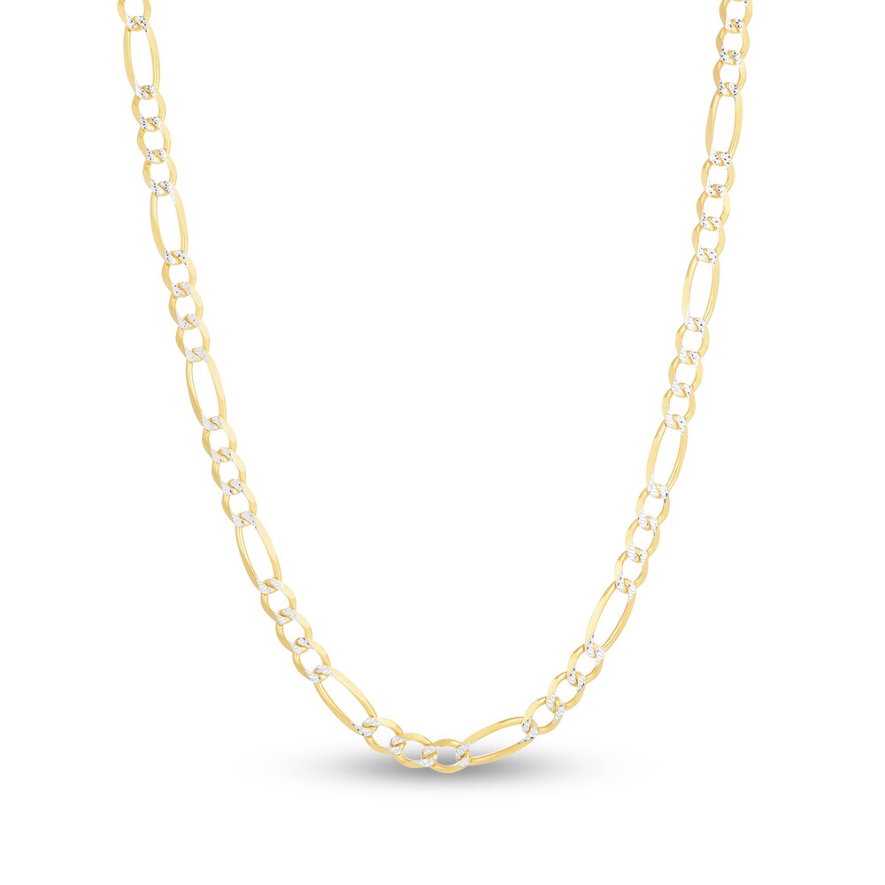 Two-Tone Figaro Chain Necklace 14K Yellow Gold 22" ocZWD3J0