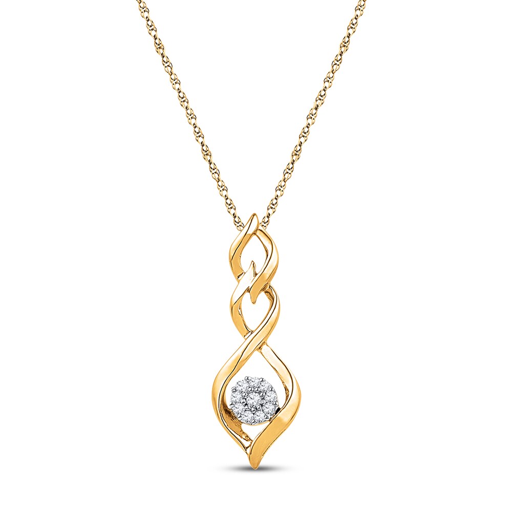 Diamond Necklace 1/10 ct tw Round-cut 10K Yellow Gold oekU1W5J