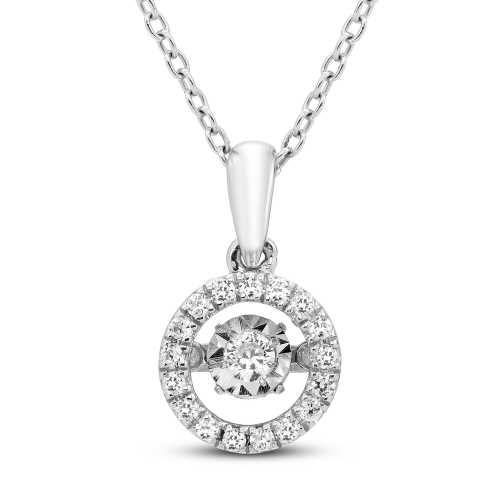Diamond Necklace 1/5 ct tw Round 10K White Gold olcXIC3B