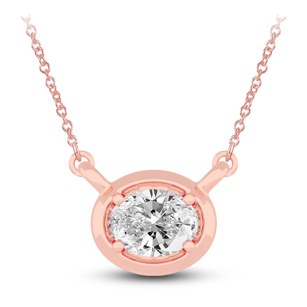 Diamond Pendant Necklace 1/4 ct tw Oval 14K Rose Gold 18" (I1,I) opmwTwuf