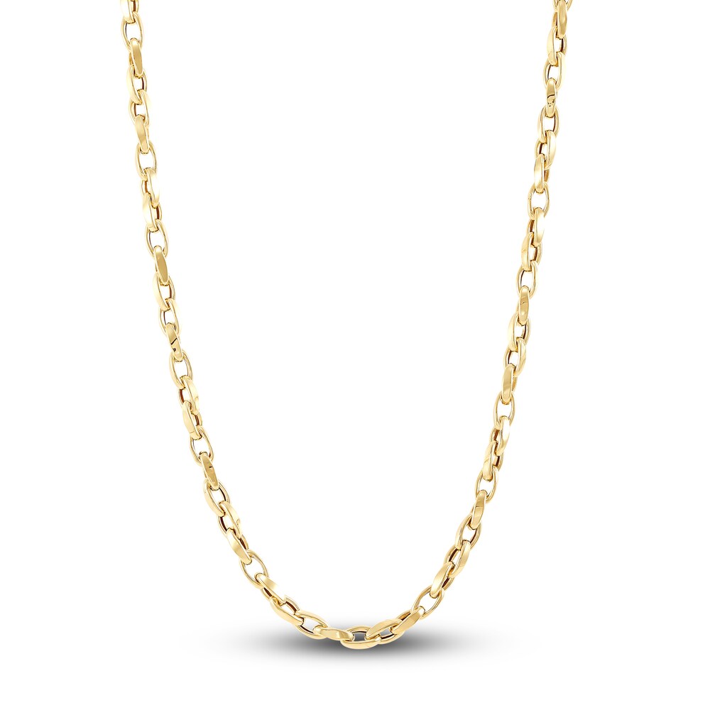 Italia D\'Oro Men\'s Nugget Link Chain Necklace 14K Yellow Gold 22\" ozBffY40