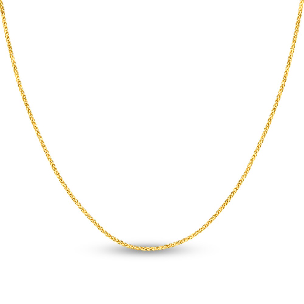 Round Wheat Chain Necklace 14K Yellow Gold 24\" p2WMJHh3