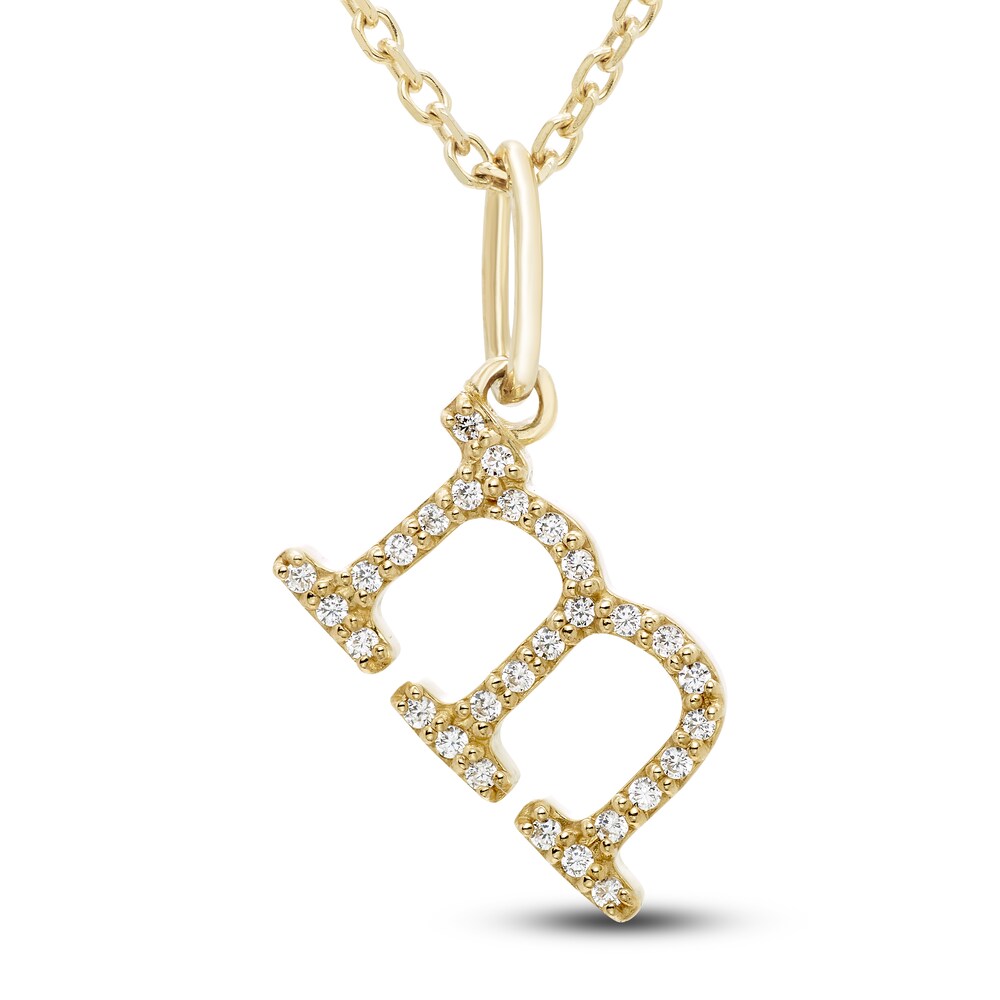 Diamond Initial M Pendant Necklace 1/20 ct tw Round 10K Yellow Gold 18" p8UL4Hjk