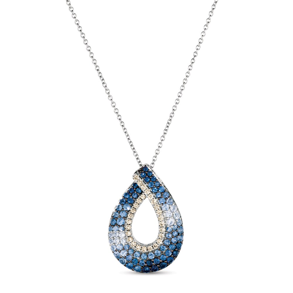 Le Vian Denim Ombre Sapphire Necklace 1/5 ct tw Diamonds 14K Vanilla Gold p9R1n1y5