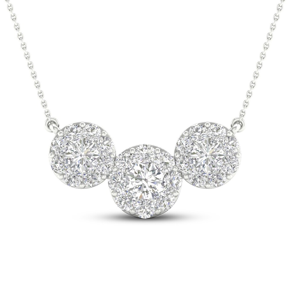 Diamond Necklace 1 ct tw Round 14K White Gold p9b6V4v0