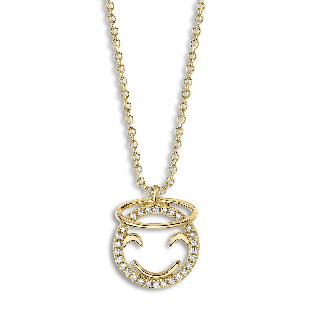 Shy Creation Diamond Emoji Necklace 1/20 ct tw Round 14K Yellow Gold 18" J-SC55023830 pEo9ikKP