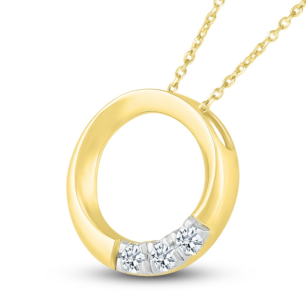 Diamond 3-Stone Pendant Necklace 1/10 ct tw Round 10K Yellow Gold pIod9Ovf