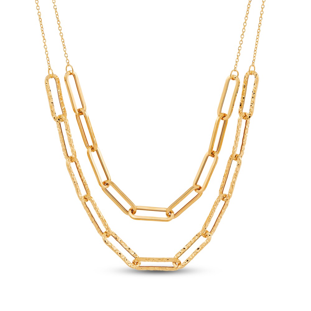 Italia D\'Oro Double Paperclip Necklace 14K Yellow Gold pJaN2xFa