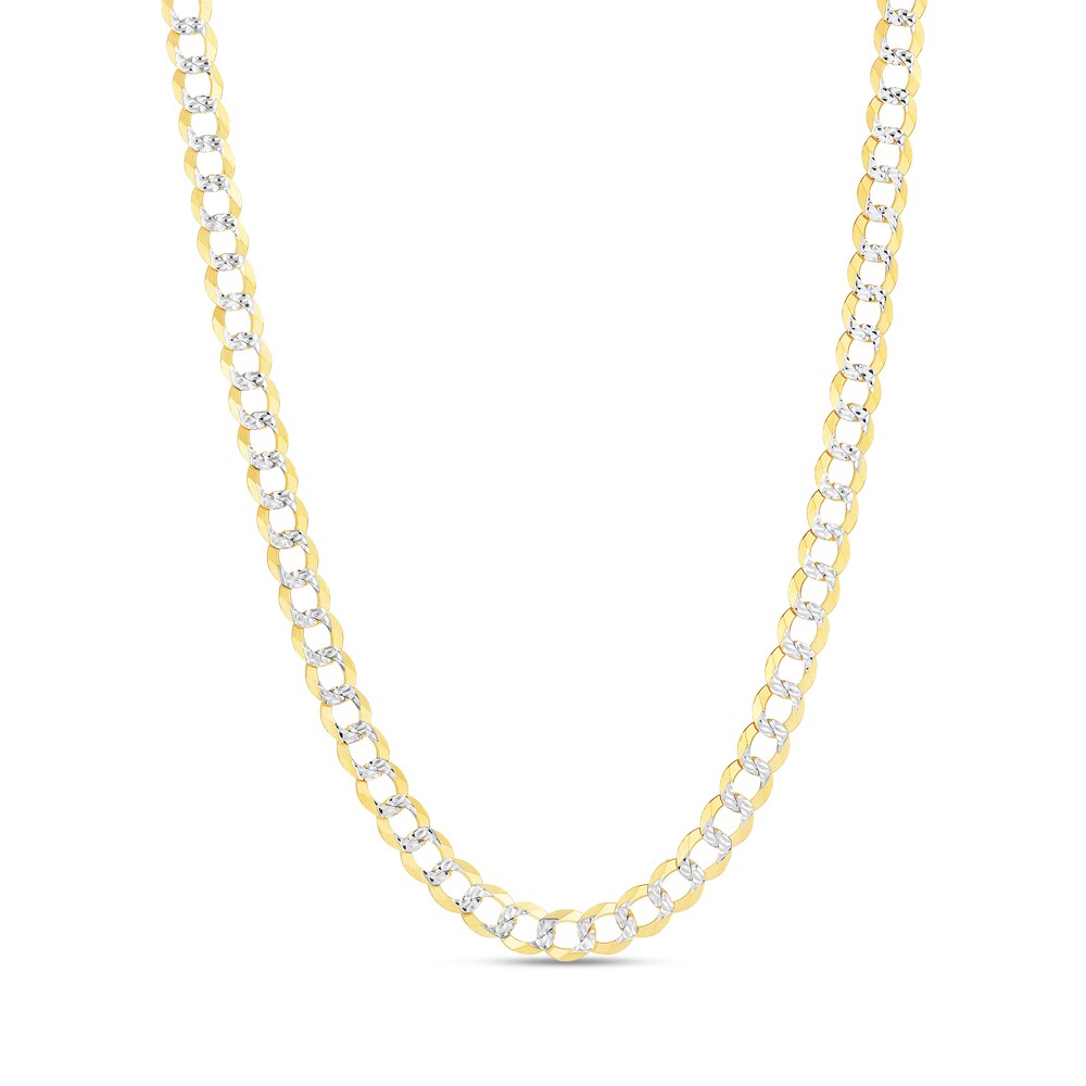 Two-Tone Curb Chain Necklace 14K Yellow Gold 22\" pKzbGSnS