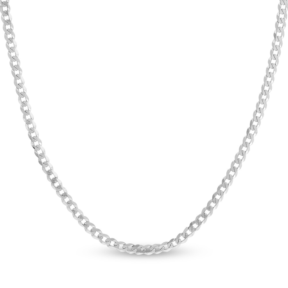 Light Cuban Link Necklace 14K White Gold 24" pMjV9Spc