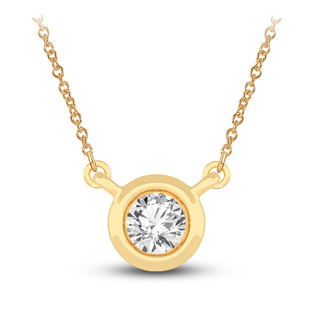 Diamond Pendant Necklace 1/4 ct tw Round 14K Yellow Gold 18" (I2,I) pRotn4Ni