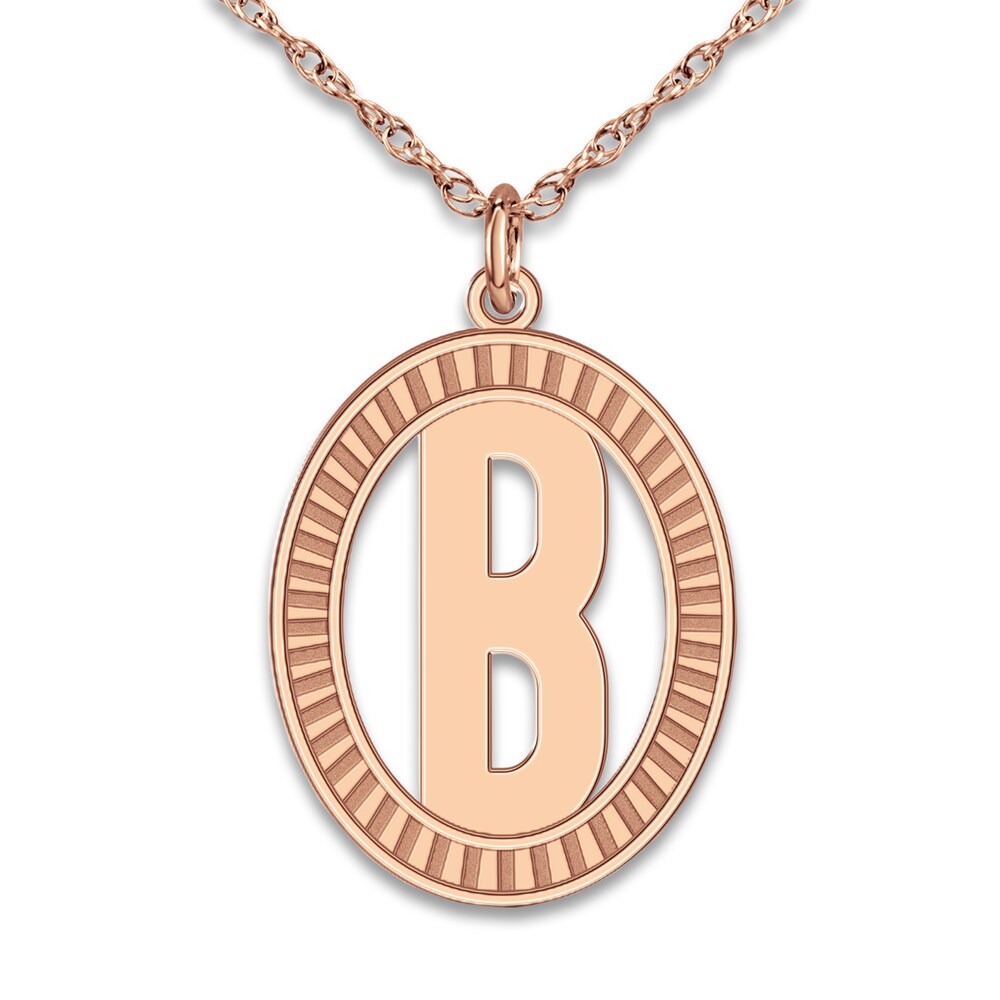 Initial Pendant Necklace 14K Rose Gold 18\" pTqjP0LF