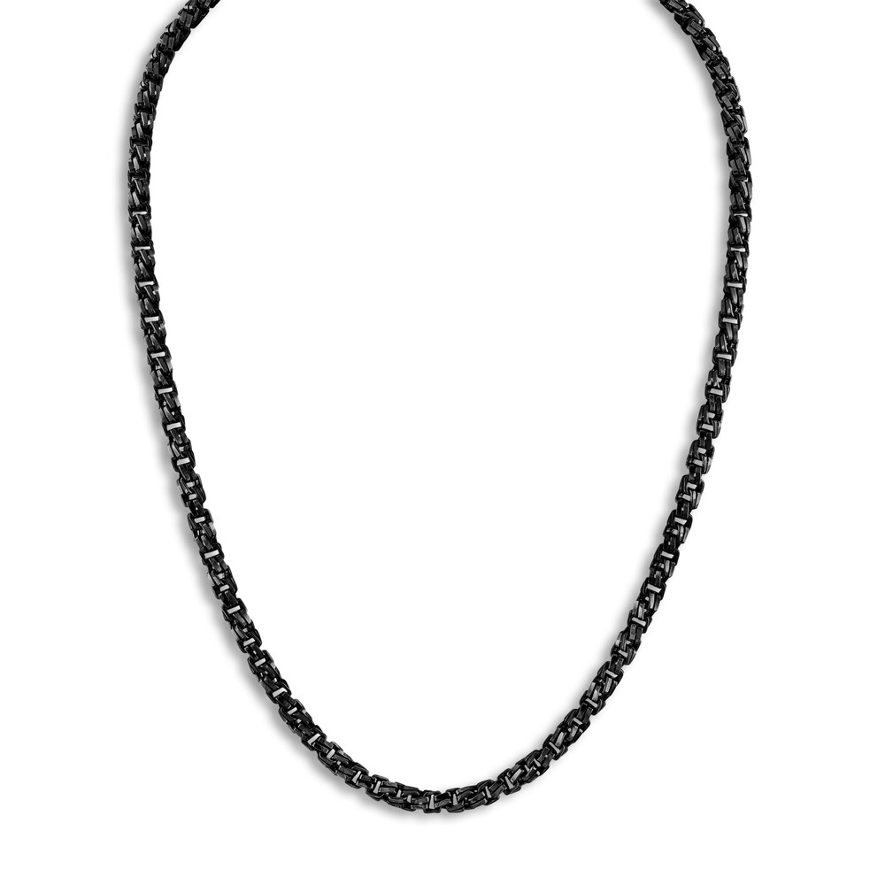 1933 by Esquire Men's Twisted Box Chain Necklace Black Ruthenium-Plated Sterling Silver 22" pWAic7wJ