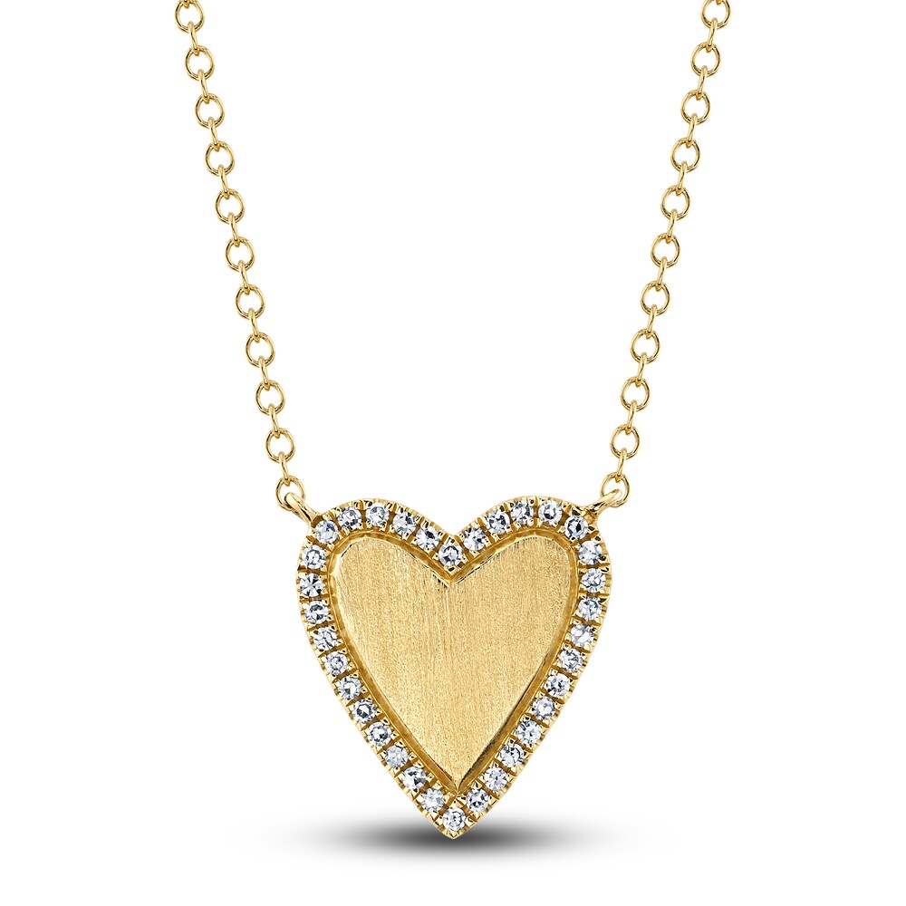 Shy Creation Diamond Heart Necklace 1/15 ct tw Round 14K Yellow Gold 18" SC55007071 pXcLTvup