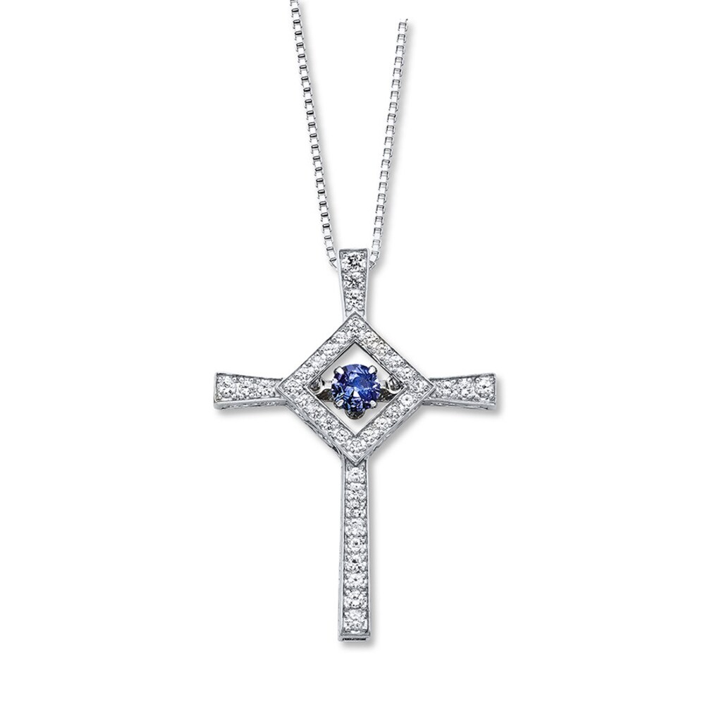 Colors in Rhythm Cross Necklace Tanzanite Sterling Silver pYzV5nJb