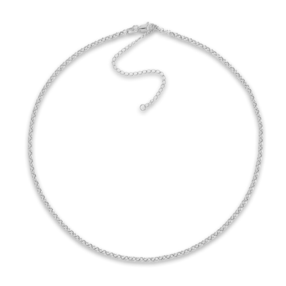 Rolo Chain Choker Necklace 14K White Gold 13" pZAQHVdI