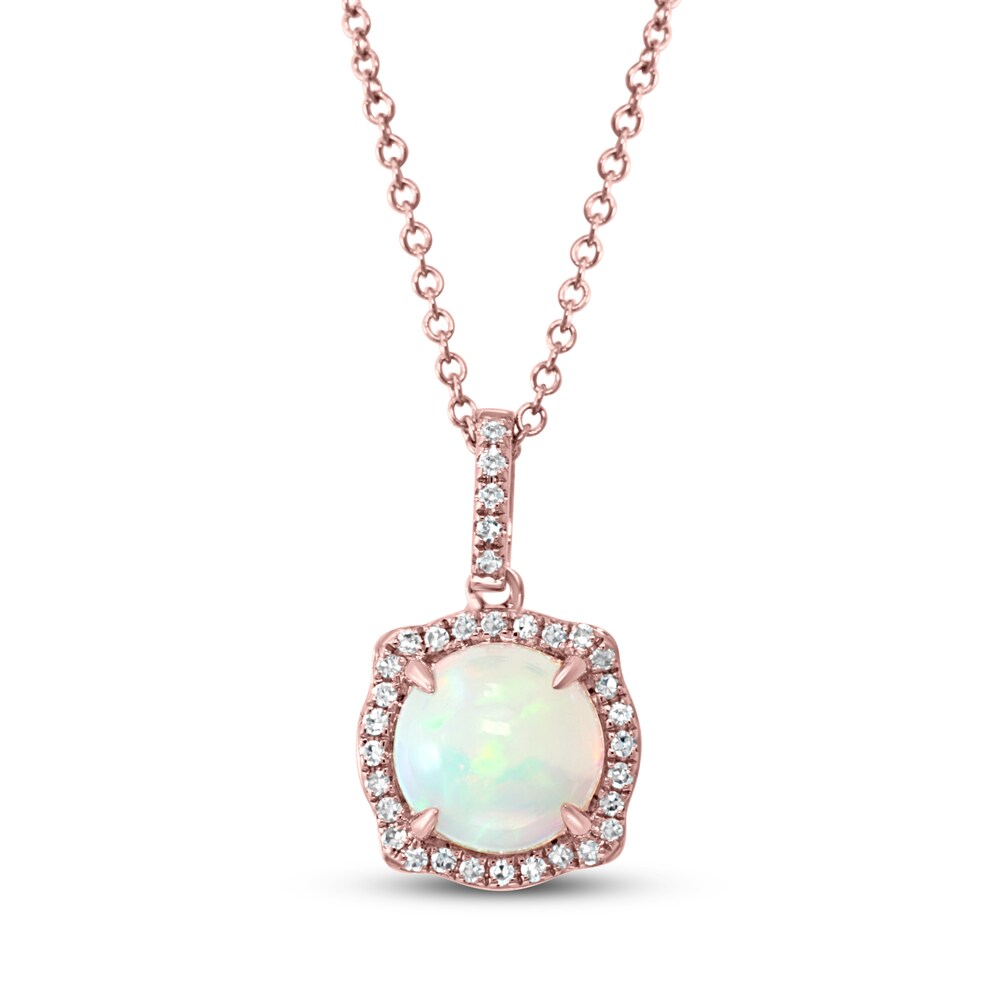 Effy Natural Opal Necklace 1/10 ct tw Diamonds 14K Rose Gold pZZXddPJ