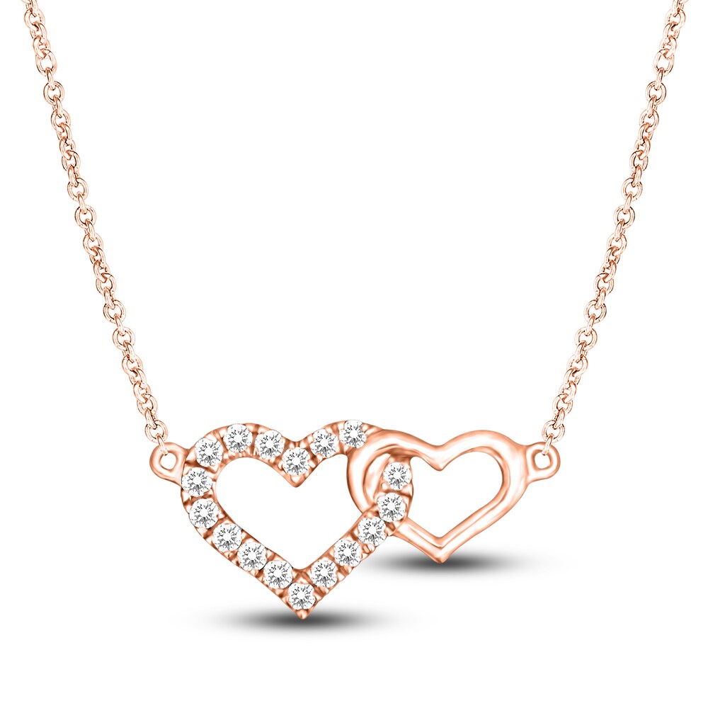 Diamond Heart Necklace 1/8 ct tw Round 14K Rose Gold 18\" pdMzuVV8
