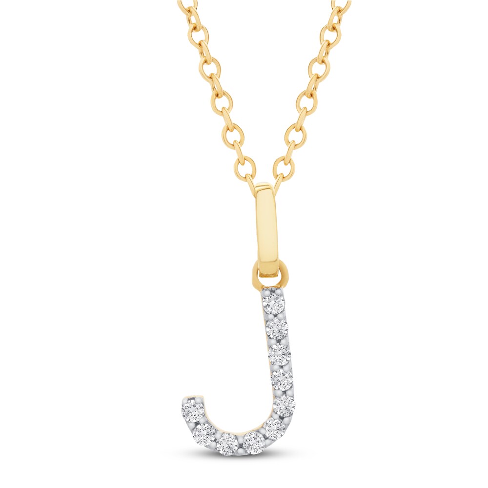 Diamond Letter J Necklace 1/10 ct tw Round 10K Yellow Gold peg3oK1z